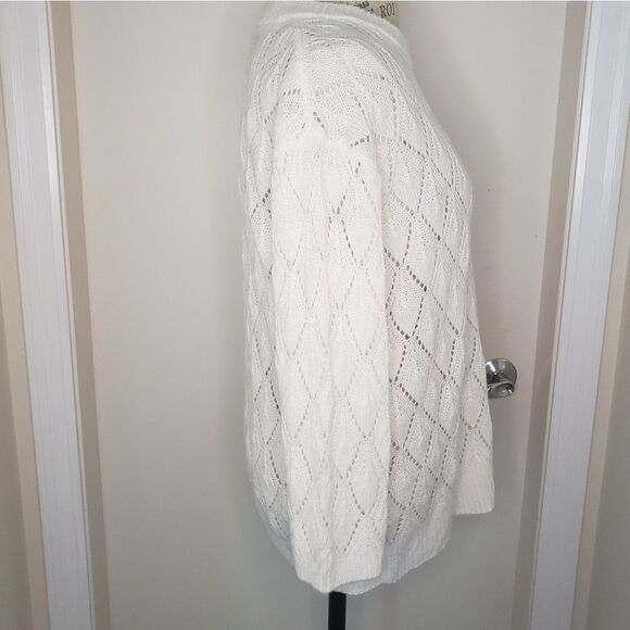 White Crochet Knit Sweater - Picture 3 of 7